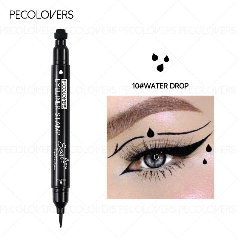 1PC Liquid Eyeliner Stamp - Waterproof, Slim Gel Felt Tip with Heart, Star, Triangle & Flower Shapes for Creative Eye Makeup