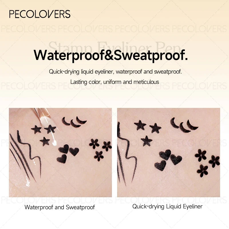1PC Liquid Eyeliner Stamp - Waterproof, Slim Gel Felt Tip with Heart, Star, Triangle & Flower Shapes for Creative Eye Makeup