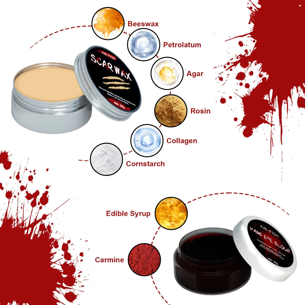 Halloween Face Painting Set Makeup Bag, Special Effects Halloween Horror Cosplay Skin Wax Plasma Scar Painting Makeup Tools