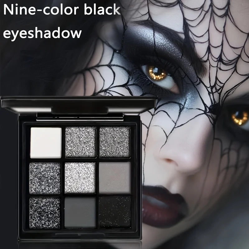 5pcs Halloween Dark Special Effects Makeup Set, White Foundation Black Eyeshadow Black Lipstick Mascara & Makeup Brush for Party