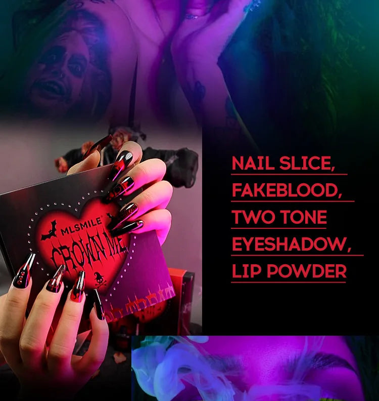 Halloween Makeup Set Glitter Lip Glaze Fake Blood Wearing Armor 4pcs/set Festive Set Trick or Treat Cosmetics Makeup For Women