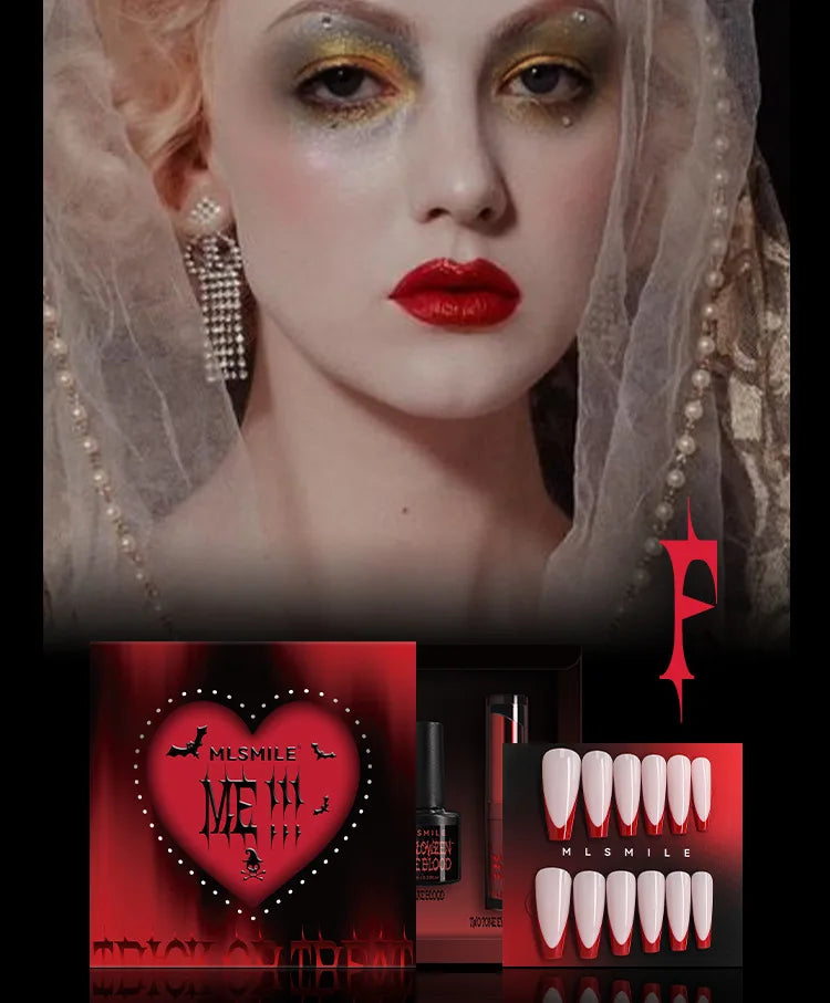 Halloween Makeup Set Glitter Lip Glaze Fake Blood Wearing Armor 4pcs/set Festive Set Trick or Treat Cosmetics Makeup For Women