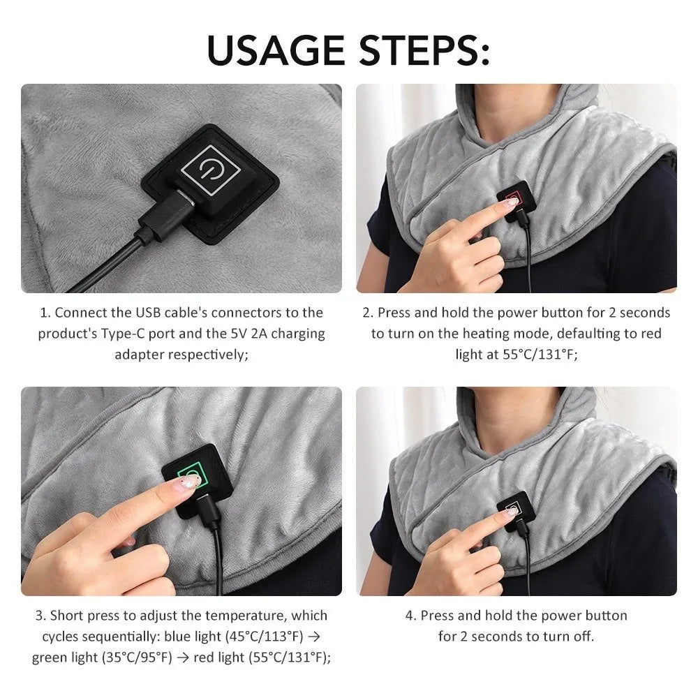 Heating Pad Soft Comfortable Heating Shoulder Pad Three Gear Large Area Heating Neck Wrap Warm USB Powered Thermal Mat Office