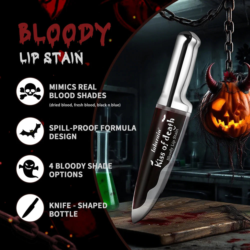 Halloween Gothic Makeup Set 5pcs Lip Stain Dark Cream Blush Eyeshadow Stick Glitter Eyeliner with Bag Cosplay Party Face Body