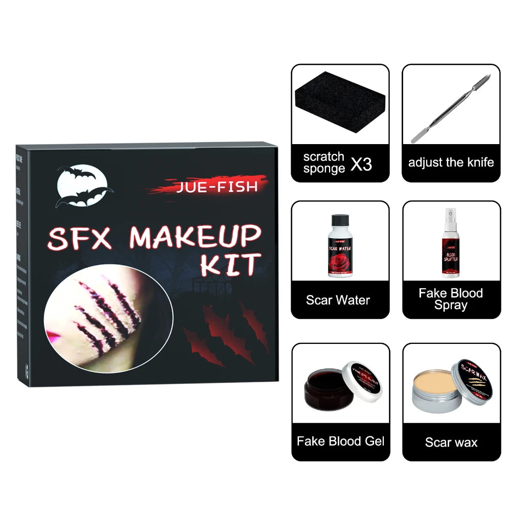 Halloween Face Painting Set Makeup Bag, Special Effects Halloween Horror Cosplay Skin Wax Plasma Scar Painting Makeup Tools