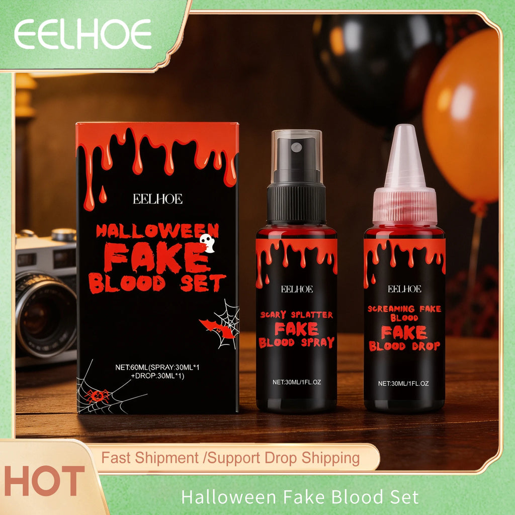 Halloween Makeup Set With Fake Blood Sweat Proof Realistic Wound Scar Gentle Safe Women Man Christmas Decoration Cosplay Make Up