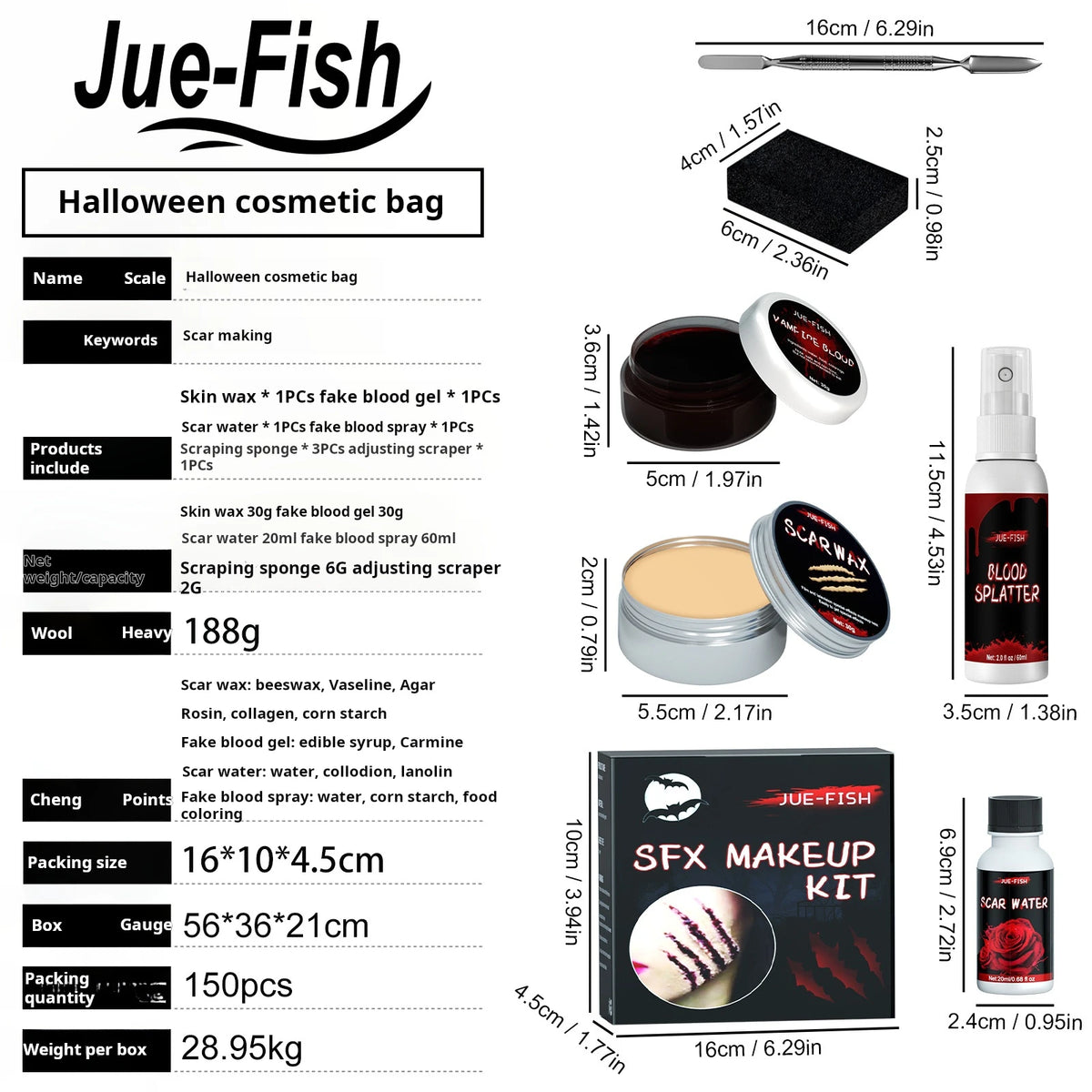 Halloween Face Painting Set Makeup Bag, Special Effects Halloween Horror Cosplay Skin Wax Plasma Scar Painting Makeup Tools