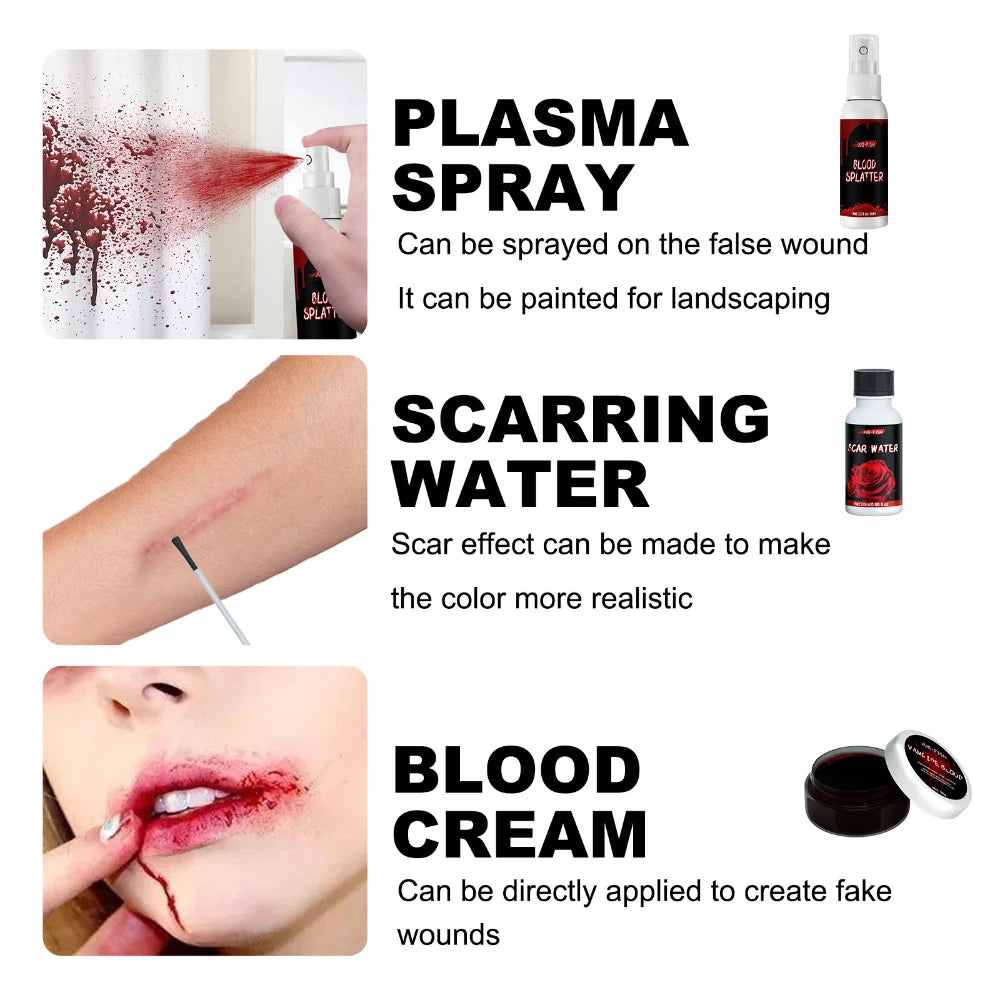 Halloween Face Painting Set Makeup Bag, Special Effects Halloween Horror Cosplay Skin Wax Plasma Scar Painting Makeup Tools