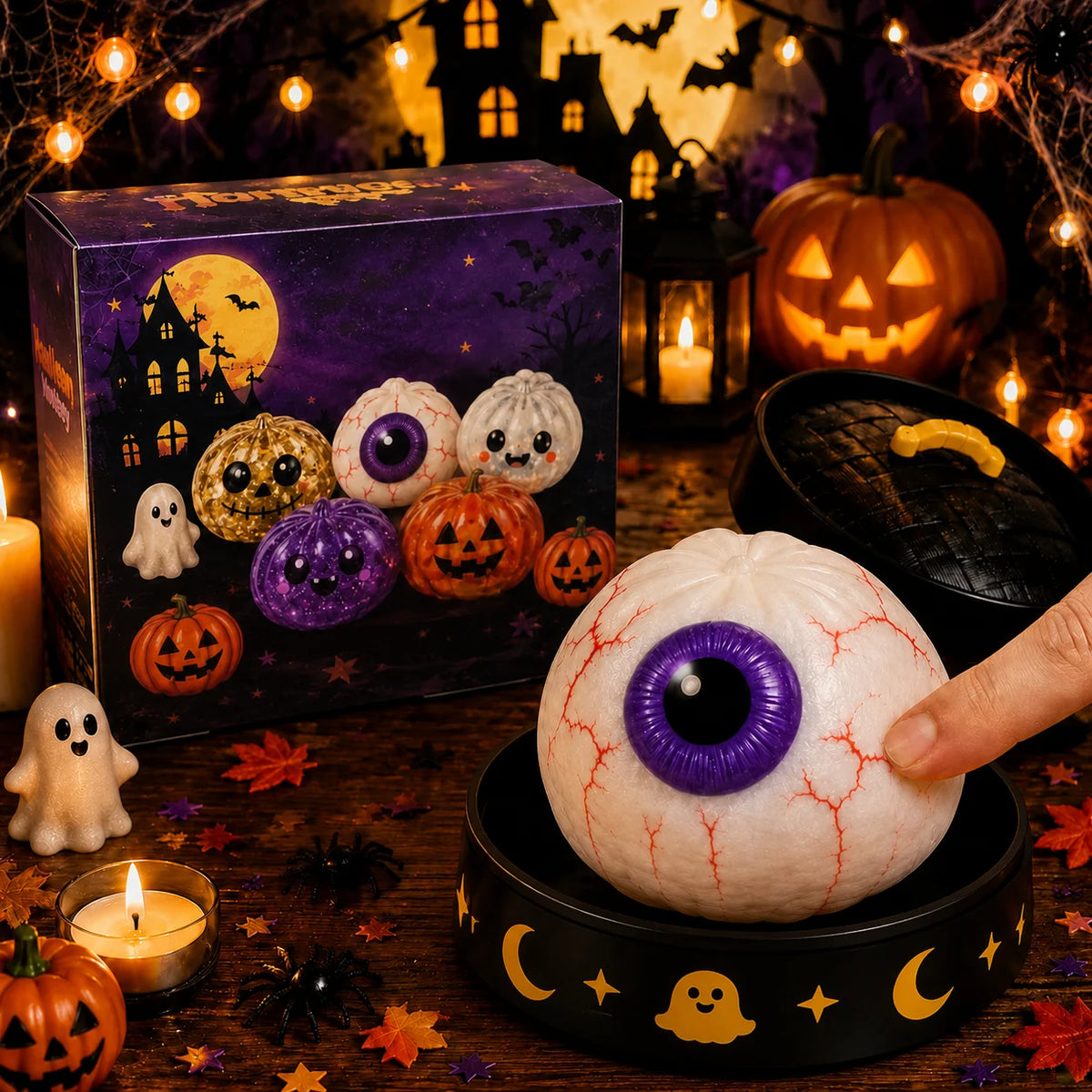 5.5cm/8.5cm Halloween ghost pinch music creative new squeeze decompression toy pinch decompression gift box set