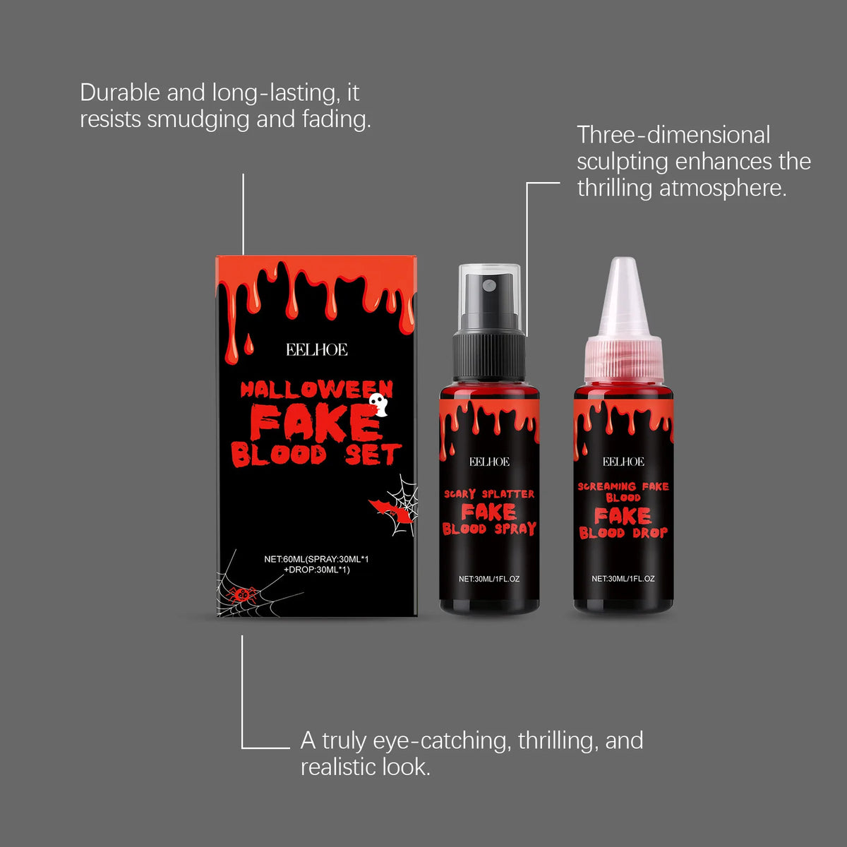 Halloween Makeup Set With Fake Blood Sweat Proof Realistic Wound Scar Gentle Safe Women Man Christmas Decoration Cosplay Make Up