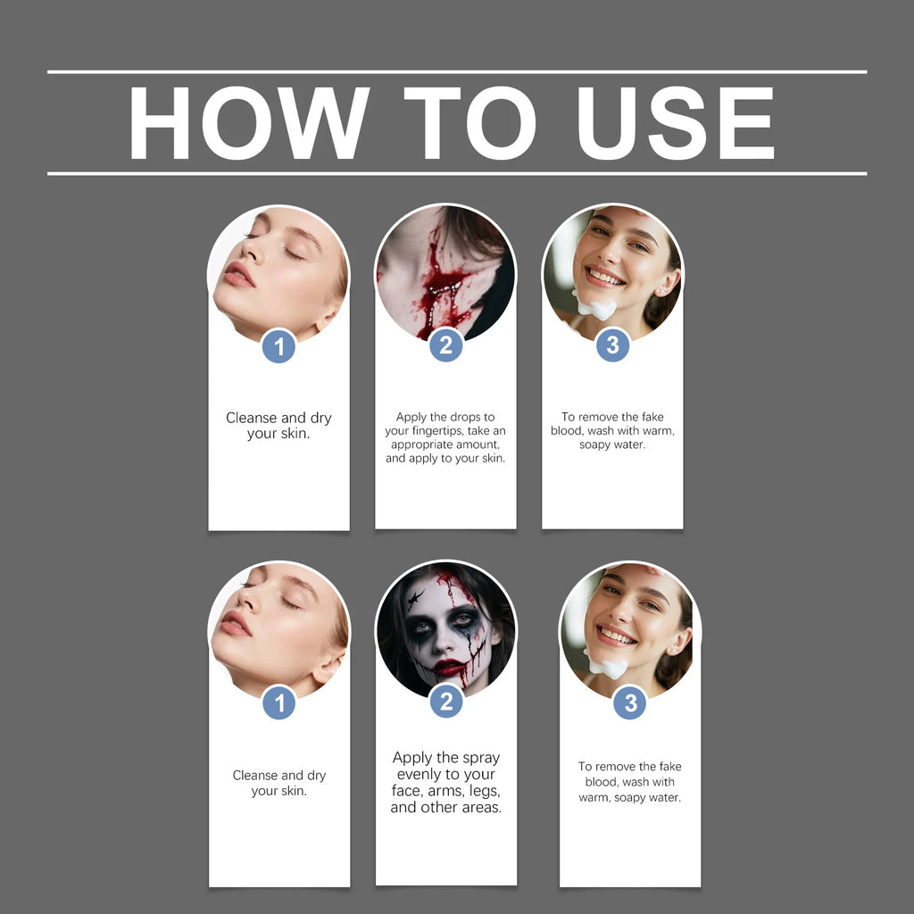 Halloween Makeup Set With Fake Blood Sweat Proof Realistic Wound Scar Gentle Safe Women Man Christmas Decoration Cosplay Make Up