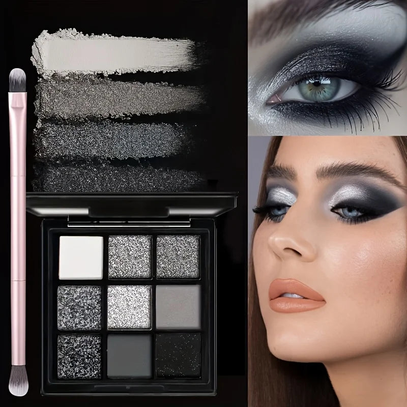 5pcs Halloween Dark Special Effects Makeup Set, White Foundation Black Eyeshadow Black Lipstick Mascara & Makeup Brush for Party