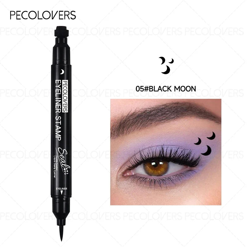 1PC Liquid Eyeliner Stamp - Waterproof, Slim Gel Felt Tip with Heart, Star, Triangle & Flower Shapes for Creative Eye Makeup