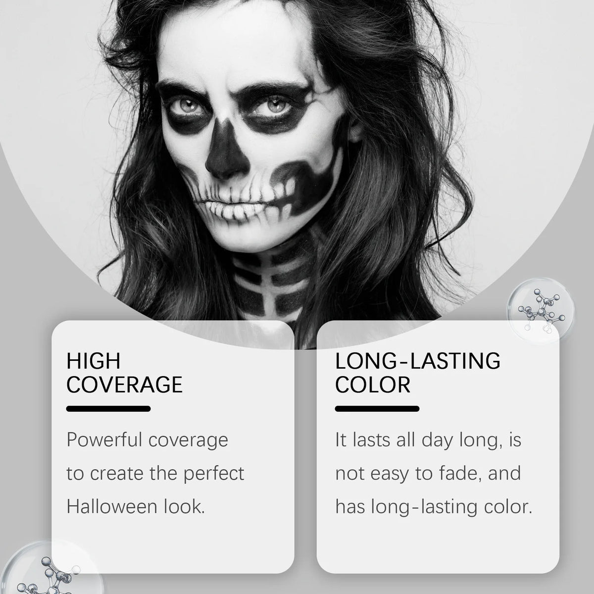 Halloween Black White Makeup Face Body Paint Special Effect Christmas Cosplay Party Supply Full Coverage Lighweight Foundation