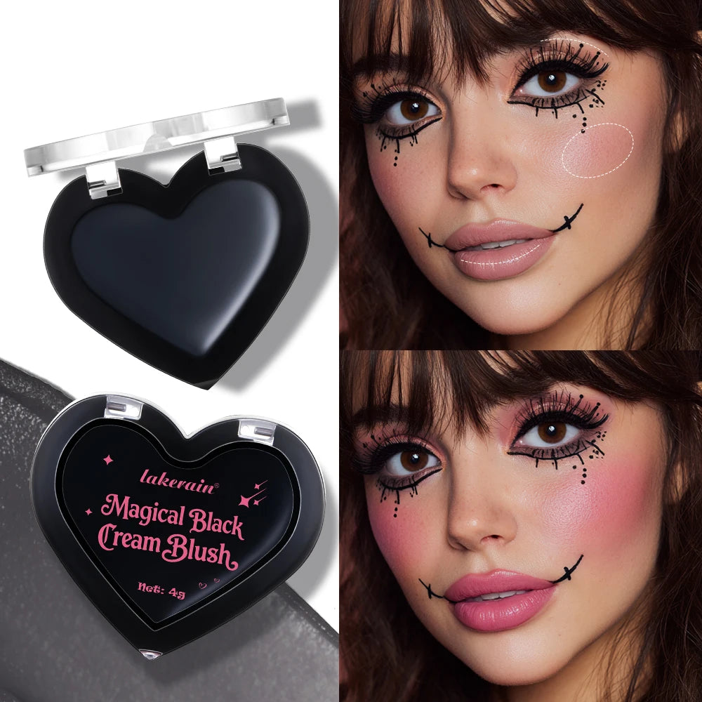 Halloween Gothic Makeup Set 5pcs Lip Stain Dark Cream Blush Eyeshadow Stick Glitter Eyeliner with Bag Cosplay Party Face Body