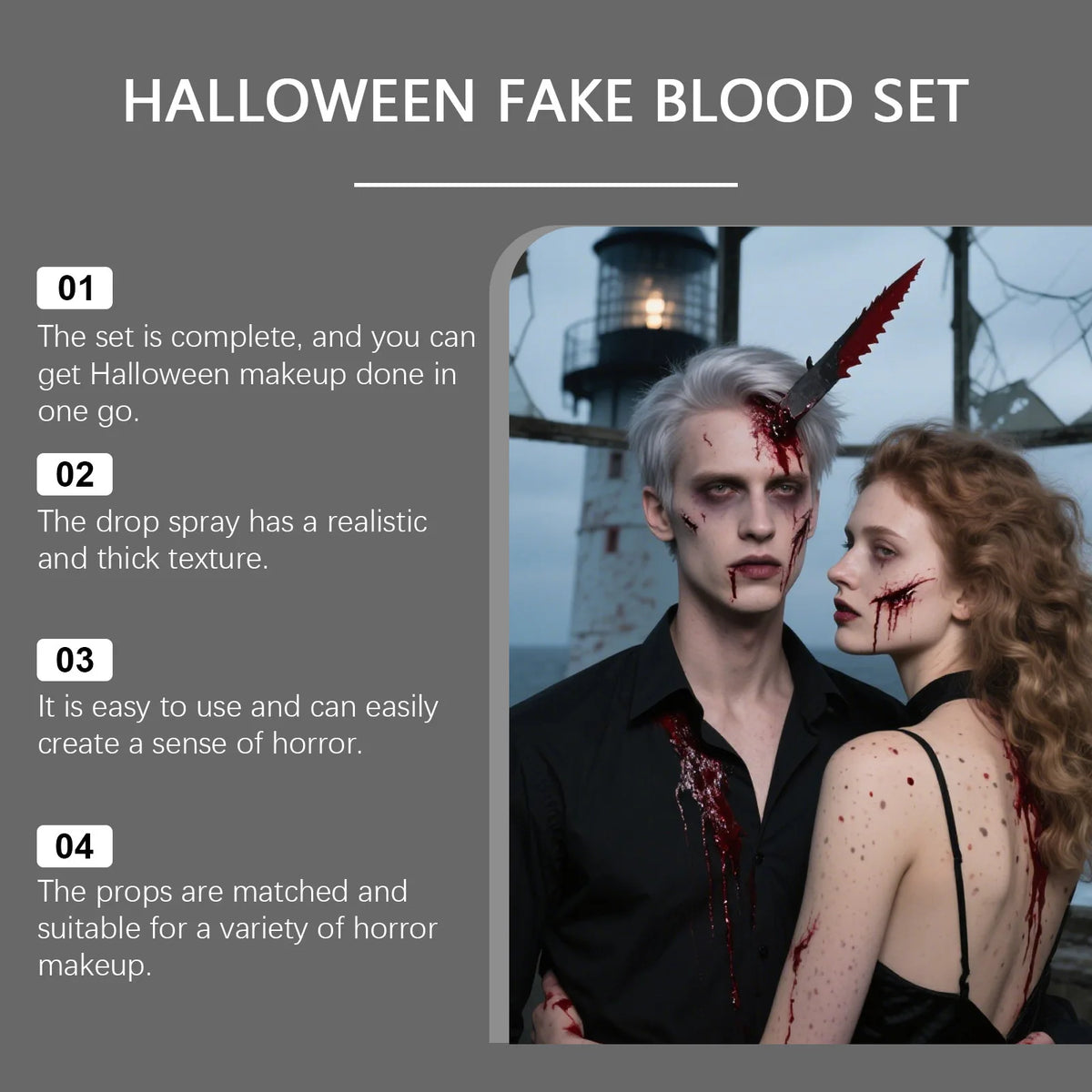 Halloween Makeup Set With Fake Blood Sweat Proof Realistic Wound Scar Gentle Safe Women Man Christmas Decoration Cosplay Make Up